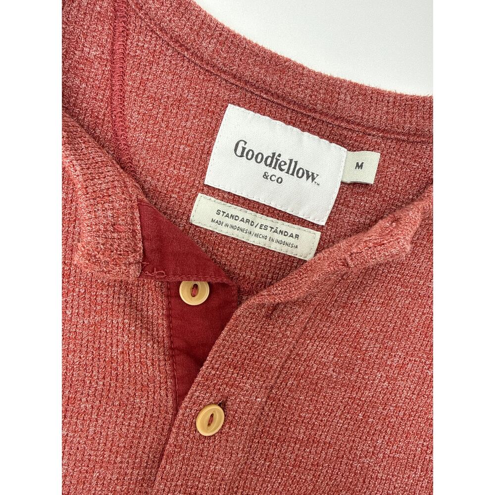 Goodfellow & Co Mens Medium Burnt Orange Henley Long Sleeve Shirt